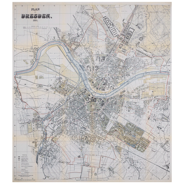 Poster Stadtplan Dresden 1891